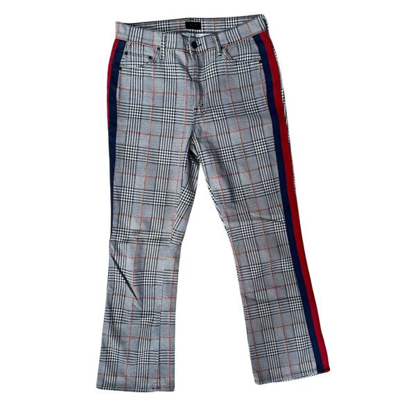 MOTHER The Insider Ankle Pants Happy People Read & Drink Coffee Plaid Striped - Picture 1 of 9